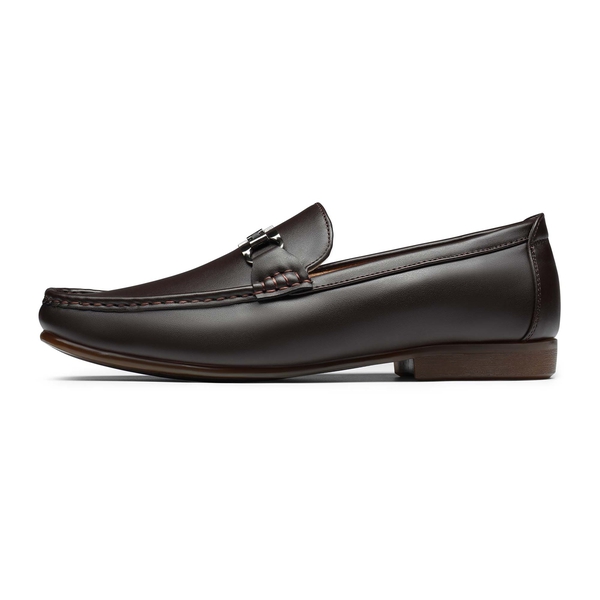 Men's PU Leather Metallic Horsebit Loafers - COFFEE - 2